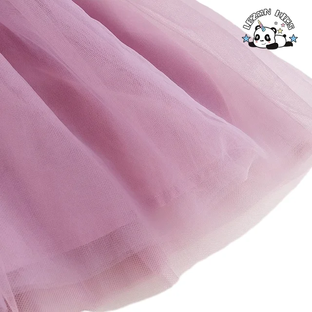 LEZONKIDS - Vestido de princesa de tule personalizável por atacado para meninas pequenas, sem mangas, estampado com flores para crianças de 2 a 14 anos